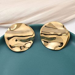 Плоские круглые серьги-гвоздики из нержавеющей стали 304&nbsp;EJEW-K268-56G