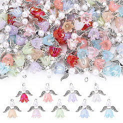 10 шт. подвески в виде цветка-ангела из акрила и искусственного жемчуга&nbsp;PALLOY-YW00055-01