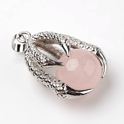 Подвески из натурального розового кварца из сплава орлиного когтя&nbsp;G-L455-A18