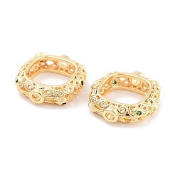 Латунные бусины-проставки из зеленого микропаве с кубическим цирконом&nbsp;KK-P271-21G