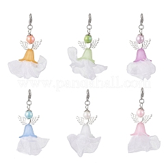 Подвеска в виде ангела из акрила и полиэстера с плиссированной лентой&nbsp;HJEW-JM03540