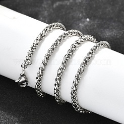 Устойчивые к потускнению модные мужские ожерелья из нержавеющей стали 201 из пшеничной цепи&nbsp;LS-NJEW-L043A-45P