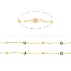 Цепочка из латуни с эмалью ручной работы в виде цветка&nbsp;CHC-D032-07G