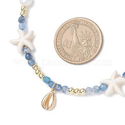 Ожерелья с подвесками в форме ракушки каури из натурального окрашенного агата&nbsp;NJEW-JN05496-03