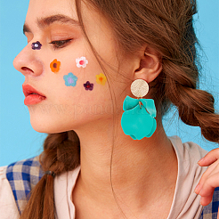 5 пара двухцветных акриловых сережек-гвоздиков в форме цветка&nbsp;EJEW-AN0003-68