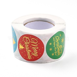 Рождественские тематические плоские круглые наклейки в рулоне&nbsp;LS-DIY-B045-17B