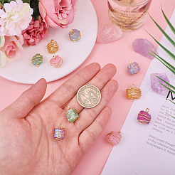 10 шт. 5-цветные подвески из натурального кварца с гальваническим покрытием и медной проволокой&nbsp;PALLOY-CA00020