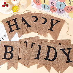 1 комплект баннеров с надписью «С днем рождения» из льна&nbsp;AJEW-SP0001-51B