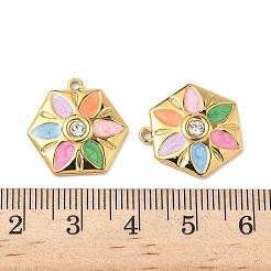 Подвески-цветы из нержавеющей стали 304 с эмалью и стразами&nbsp;STAS-U057-04G-02B