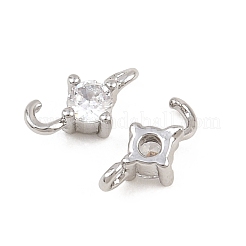 Латунные подвески с гладкими круглыми подвесками-соединителями из прозрачного кубического циркония&nbsp;KK-H538-21A-P