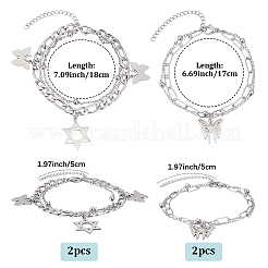 4шт 2 стиля сплава многорядные браслеты для женщин&nbsp;BJEW-SC0001-59