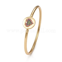 Браслеты из латуни с микропаве из кубического циркония&nbsp;BJEW-E071-22G-01