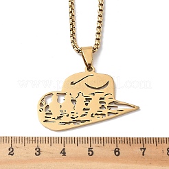 201 кулон из нержавеющей стали в форме ковбойской шляпы с полым сечением&nbsp;LS-NJEW-H065-30G