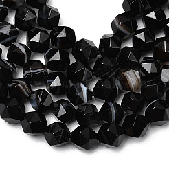 Нити бусин из натурального чёрного полосатого агата/полосатого агата&nbsp;G-Z119-A03-01