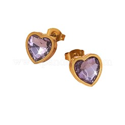 Серьги-гвоздики в форме сердца из нержавеющей стали 304&nbsp;EJEW-D347-02G