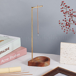 Латунный держатель для благовоний в обратном стиле с деревянным поддоном для улавливания золы&nbsp;AJEW-WH0258-702