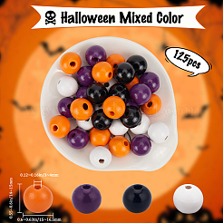 Тема хеллоуин 5 нити окрашенные распылением натуральные деревянные бусины нити&nbsp;WOOD-SP0001-02B