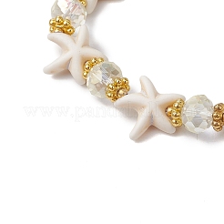 Синтетические бирюзовые бусины эластичные браслеты для женщин&nbsp;BJEW-JB11574-03