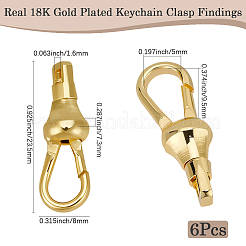 6 шт. латунная застежка для ключей&nbsp;KK-BBC0018-03