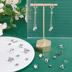 80 шт. 8 стиля 201 нержавеющая сталь серьги-гвоздики с отверстием&nbsp;EJEW-GA0001-07P