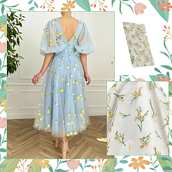 Кружевная ткань с цветочным узором и вышивкой из полиэстера&nbsp;AJEW-WH0314-267