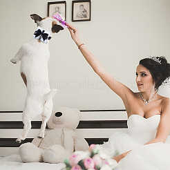 Черные полиэстеровые бархатные подушечки для колец с бантом и прочным поводком для собак из нейлона&nbsp;HJEW-DR00255