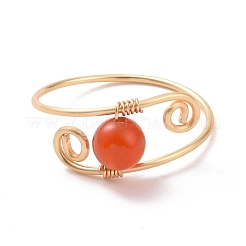 Круглые кольца из бисера из натуральных и синтетических смешанных камней&nbsp;RJEW-JR00531