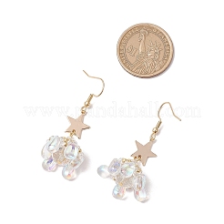 Серьги-подвески из стеклянных бусин в форме звезды&nbsp;EJEW-MZ00428-03