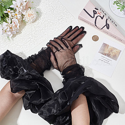 1 пара длинных кружевных перчаток из полиэстера для свадебного торжества невесты&nbsp;AJEW-ME0001-79A