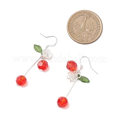 Серьги-подвески из стеклянных бусин с вишнями&nbsp;EJEW-JE06640-02
