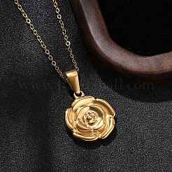Ожерелья с подвеской в виде розы из нержавеющей стали 304 для женщин&nbsp;NJEW-S439-01A-G