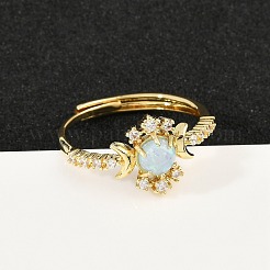 Латунные микро проложить пальцев кольца кубического циркония&nbsp;RJEW-D318-03G