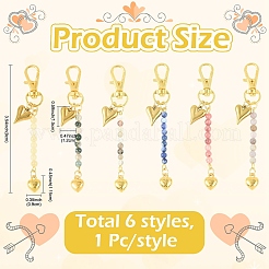 6 шт. подвесных украшений из натуральных драгоценных камней и сплава&nbsp;HJEW-YW00329