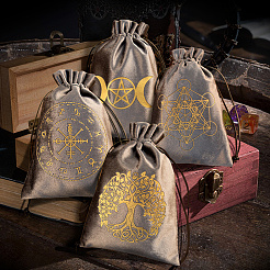 Прямоугольные бархатные мешочки для хранения карт Таро с золотым тиснением и завязками для гадания&nbsp;ABAG-WH20001-25A
