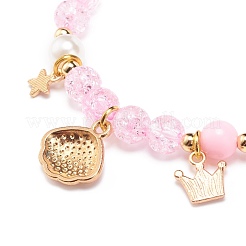 Эластичный браслет из акрила с искусственным жемчугом&nbsp;BJEW-JB08448-04