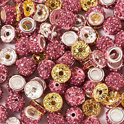 120 шт. 4 стиля плоские круглые железные бусины-разделители со стразами&nbsp;FIND-TA0005-68