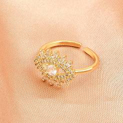 Манжеты из латуни с микро паве кубический цирконий для женщин&nbsp;RJEW-Z113-45G