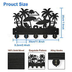 Настенные вешалки из дерева и железа&nbsp;HJEW-WH0055-063