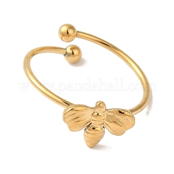 Ионное покрытие(ip) 304 нержавеющая сталь пчела открытые манжеты кольца для женщин&nbsp;RJEW-18.0-06G