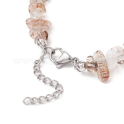 Браслеты из натурального черного золота с рутиловым кварцем и бусинами для мужчин и женщин BJEW-JB11892