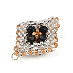 Подвески из граненого круглого синтетического синего золота и стеклянных бусин ручной работы&nbsp;PALLOY-MZ00757-01