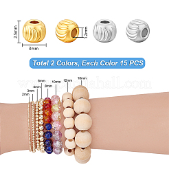 30 шт. 2 цвета 925 бусины-разделители из стерлингового серебра&nbsp;STER-PH0003-86