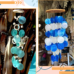 42 шт. 7-х цветные подвески из натуральной ракушки капиз&nbsp;BSHE-SC0001-30