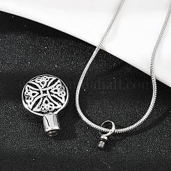 304 нержавеющая сталь черная эмаль плоская круглая подвеска урна для праха домашних животных ожерелья&nbsp;LS-NJEW-S455-09P