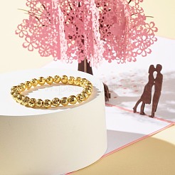 Натуральный лавовый камень и синтетический черный камень круглые бусины энергетические эластичные браслеты&nbsp;BJEW-JB06969