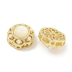 Многониточные звенья из латуни и АБС-пластика с имитацией жемчуга и ракушек в виде цветка&nbsp;KK-Q820-35G