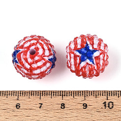 Непрозрачные акриловые круглые бусины ко Дню независимости&nbsp;OACR-T029-07B