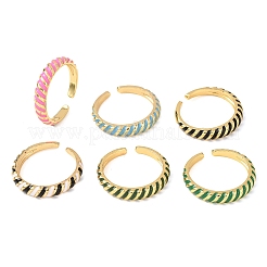 Латунные эмалированные манжеты с открытыми кольцами&nbsp;RJEW-P183-07G-M