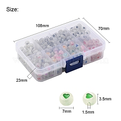 480шт 8 стиля плоские круглые светящиеся акриловые бусины&nbsp;DIY-YW0003-01