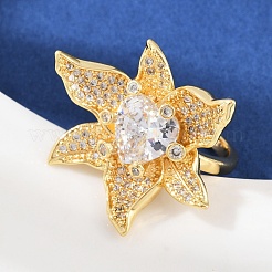 Регулируемые манжетные кольца с микропаве из кубического циркония из латуни&nbsp;RJEW-C139-13G